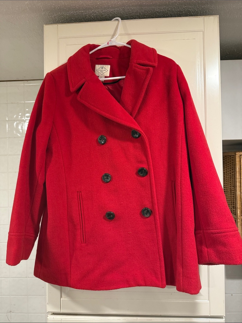 St. John’s bay Classic Red Double-Breasted Women's Peacoat size petite large 7:3